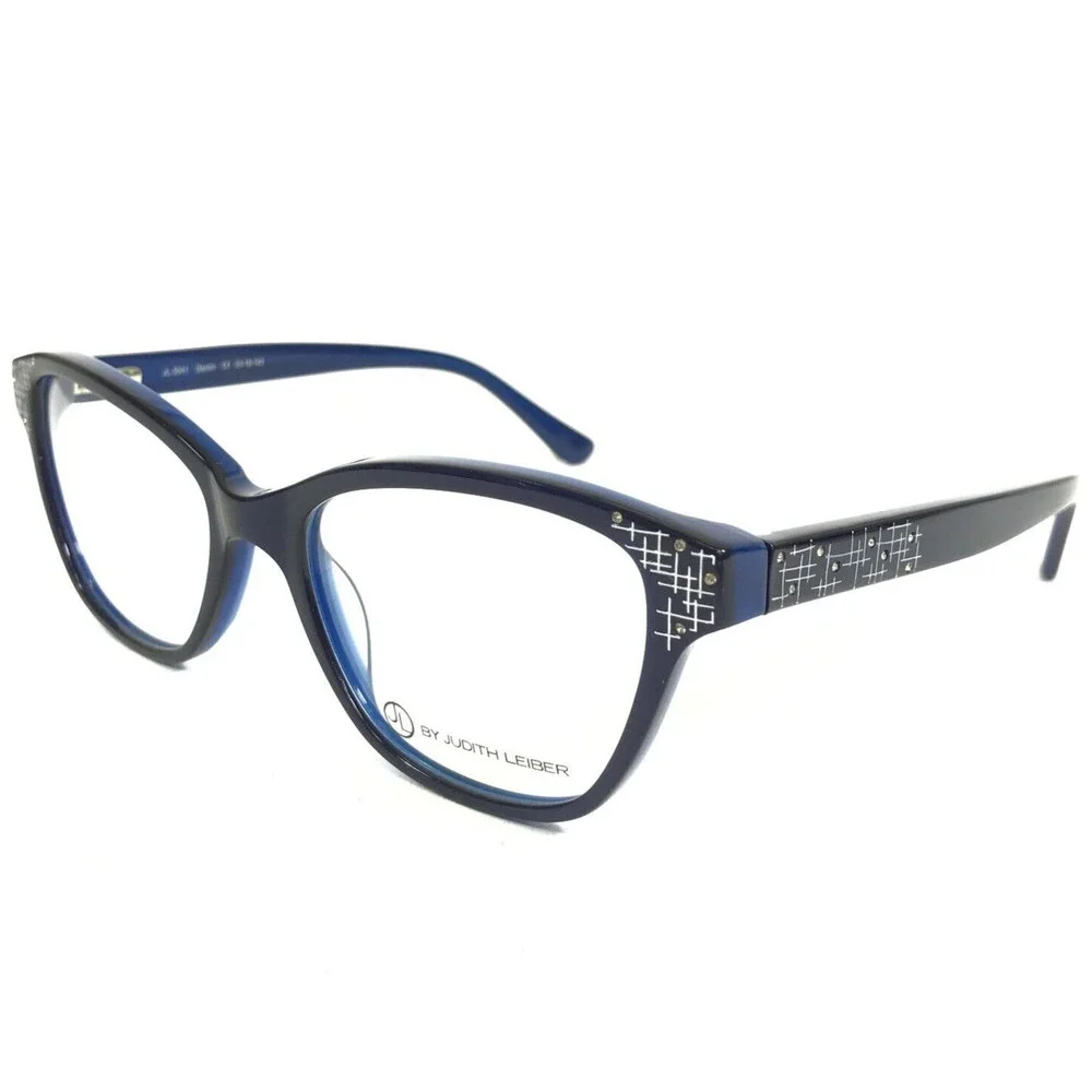 Judith Leiber Eyeglasses Frames JL-3041 Denim Blue Cat Eye Crystals 53-18-140